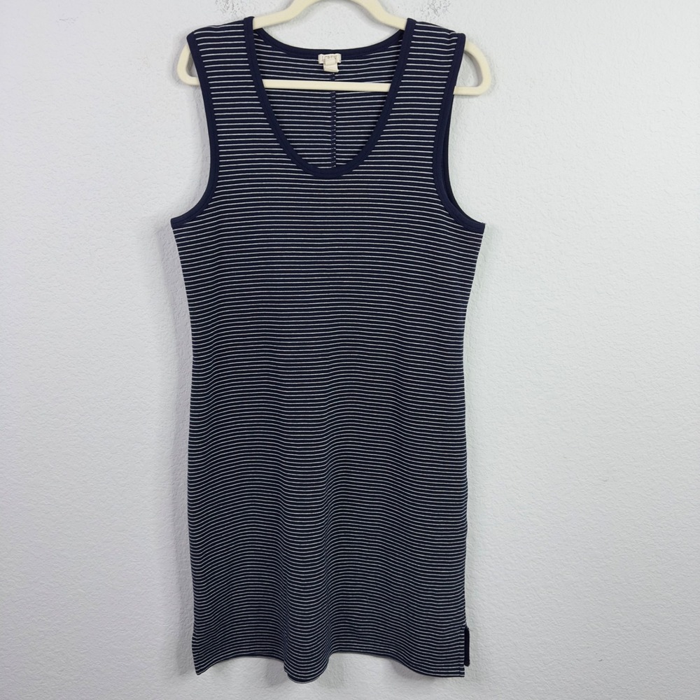 J.Crew Dress Womens‎ M Blue White Striped Sleeveless Knit Coastal Minimalist